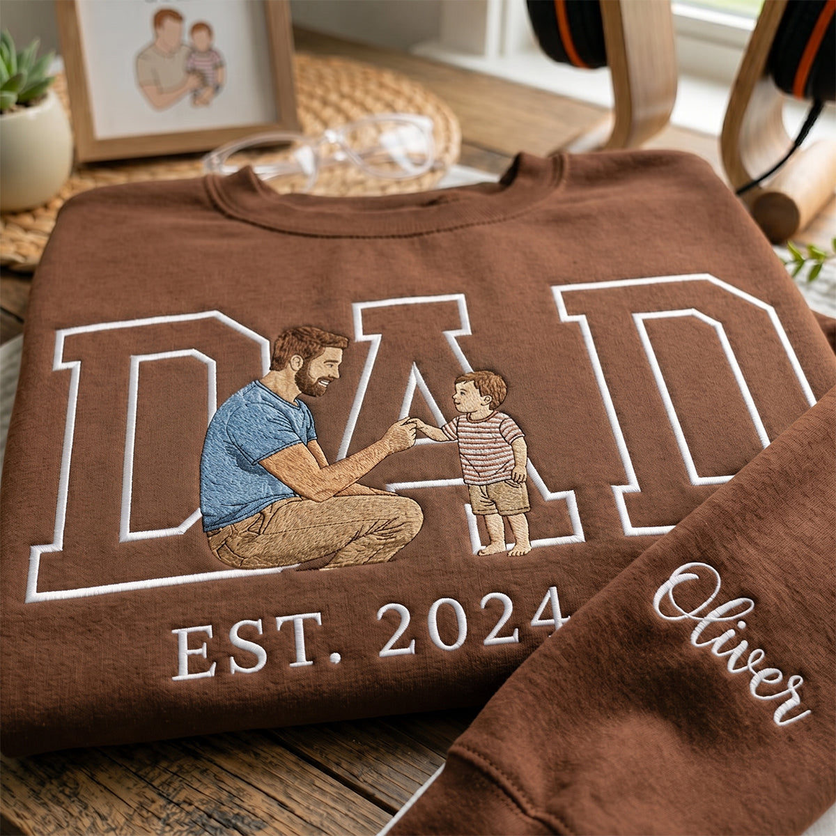 custom-father-child-portrait-embroidered-sweatshirt-with-est-year-and-name-on-sleeve-fathers-day-gift