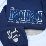 Custom Embroidered This Mimi Wears Her Heart on Her Sleeve Sweatshirt | Mother's Day Gifts