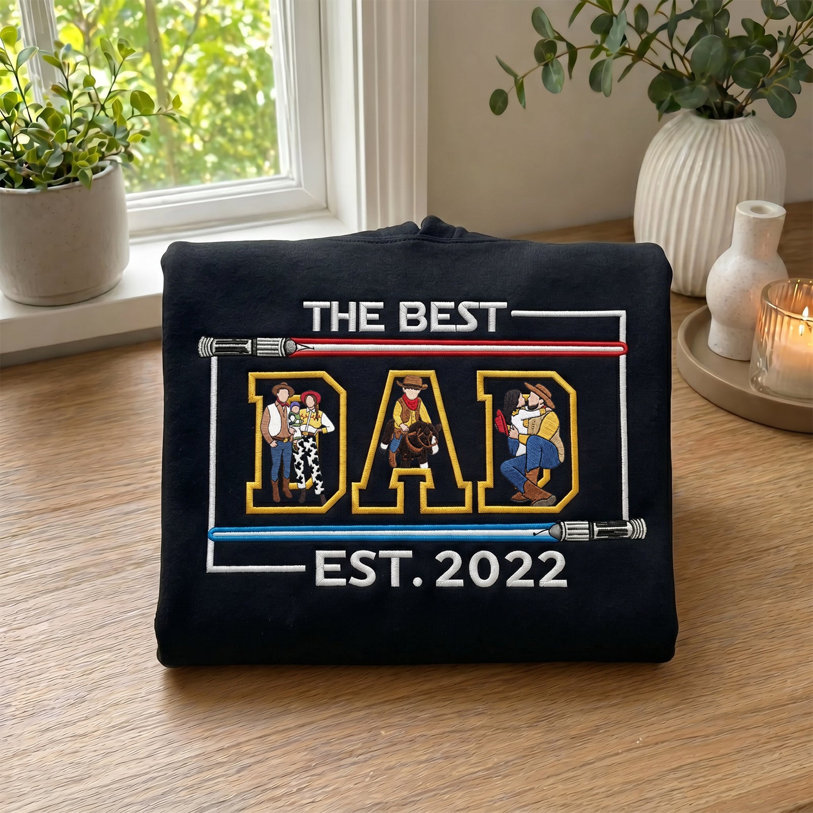 custom-the-best-dad-est-2026-family-photo-embroidered-sweatshirt-star-wars-lightsaber-fathers-day-gift
