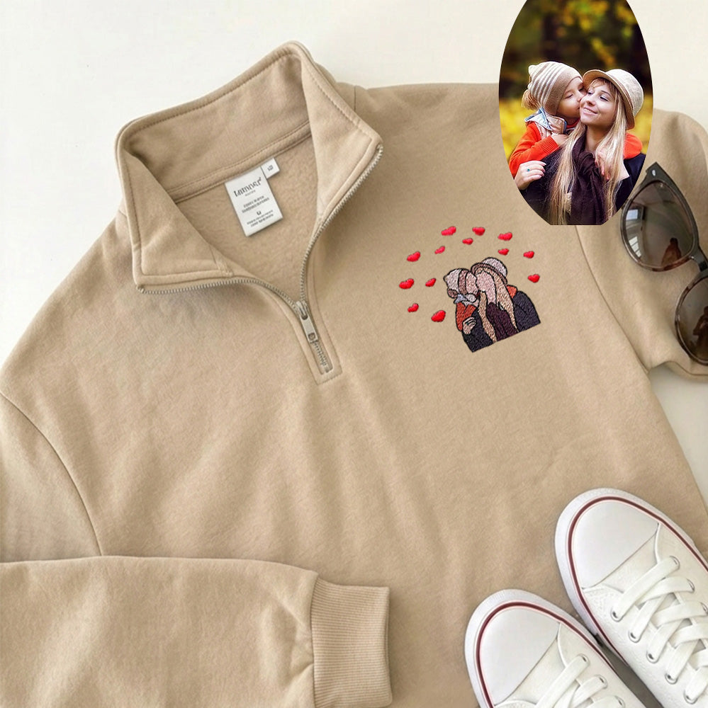 custom-embroidered-portrait-quarter-zip-sweatshirt-from-photo-mothers-day-gift