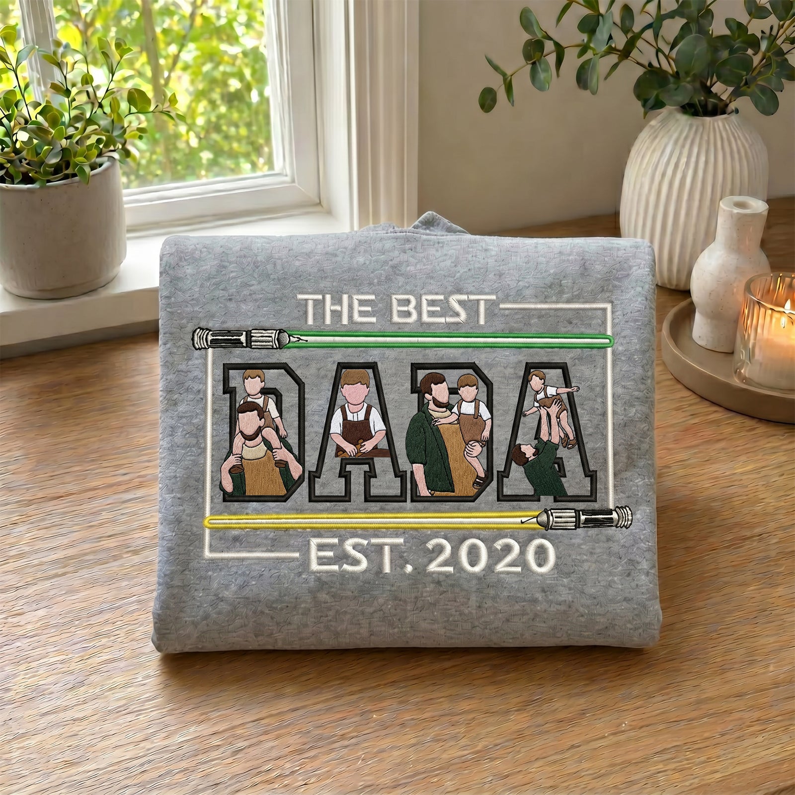 custom-the-best-dad-est-2026-family-photo-embroidered-sweatshirt-star-wars-lightsaber-fathers-day-gift