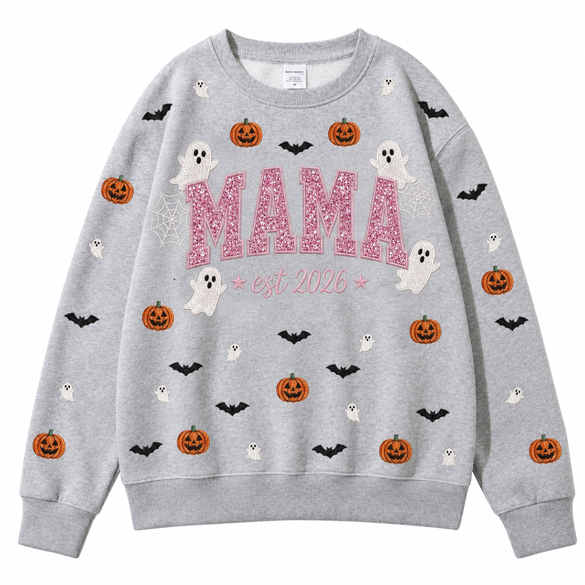 custom-sparkle-mama-halloween-sweatshirt-glitter-embroidered-ghost-pumpkin-pullover