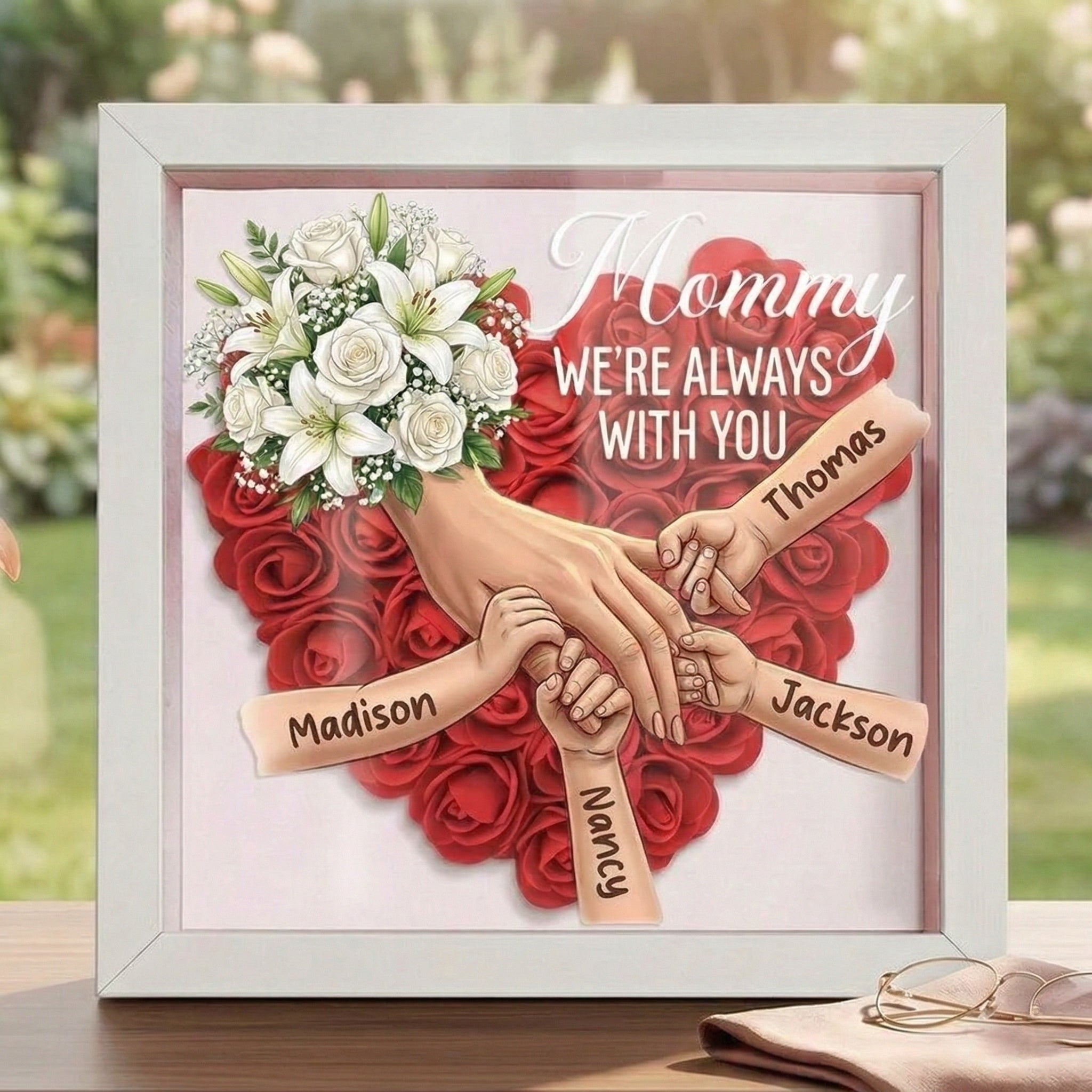 were-always-with-you-white-lily-white-rose-personalized-mom-holding-hands-memorial-shadow-box-mothers-day-remembrance-frame-in-loving-memory-gift