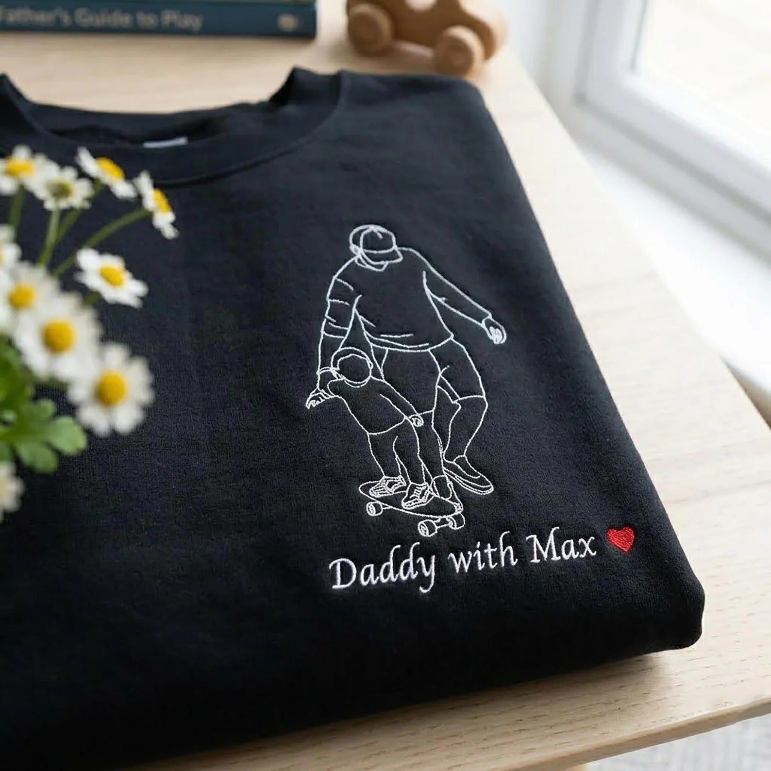 custom-dad-portrait-outline-embroidered-tee-personalized-sweatshirt-with-kids-names-fathers-day-grandpa-gift