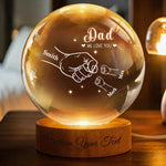 Custom Fist Bump Crystal Ball Lamp - Personalized LED Night Light for Dad, Daddy, Papa, Father