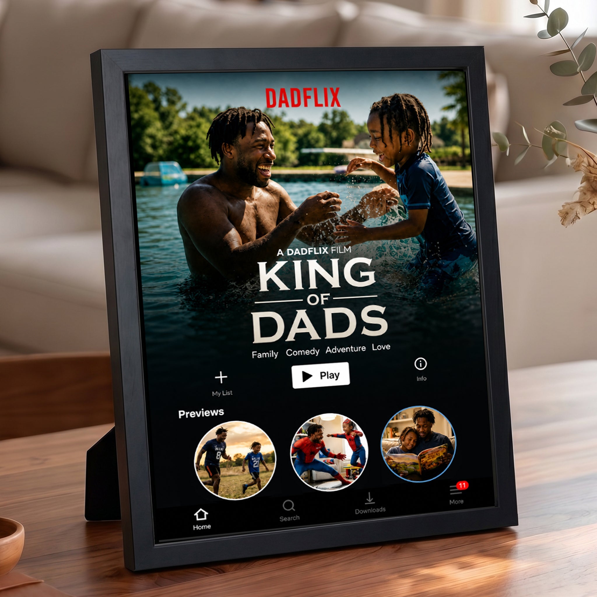 the-king-of-dads-personalized-dadflix-movie-poster-frame-custom-fathers-day-gift