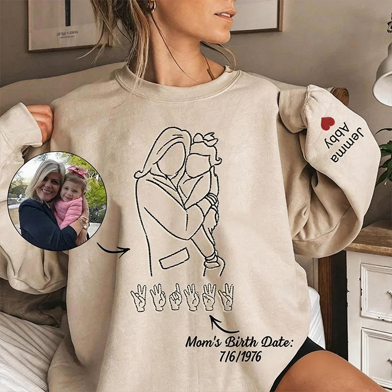 custom-photo-outline-embroidered-sweatshirt-with-sign-language-mothers-day-gift