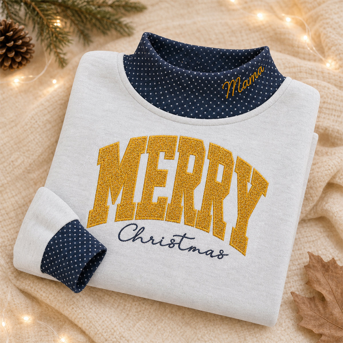 custom-merry-christmas-mock-neck-sweatshirt-with-polka-dot-trim-festive-glitter-embroidered-holiday-pullover