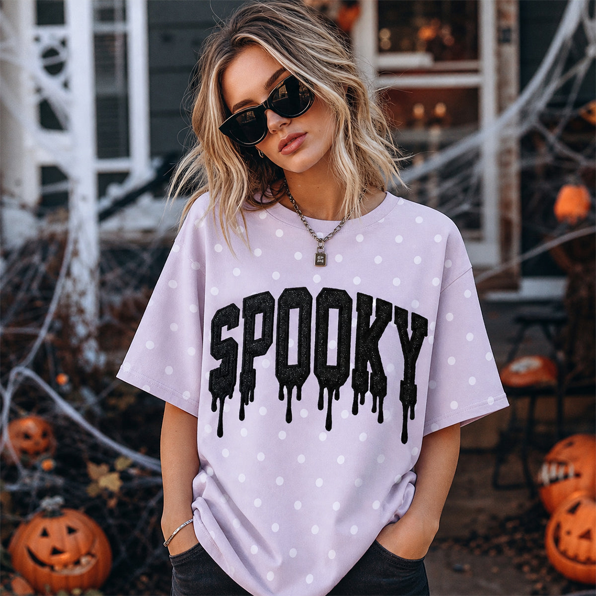 cutsom-spooky-polka-dot-sweatshirt-drippy-glitter-embroidered-halloween-pullover