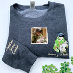 Custom Full Color Embroidered Photo Portrait Sweatshirt For Dad | Father's Day Gift
