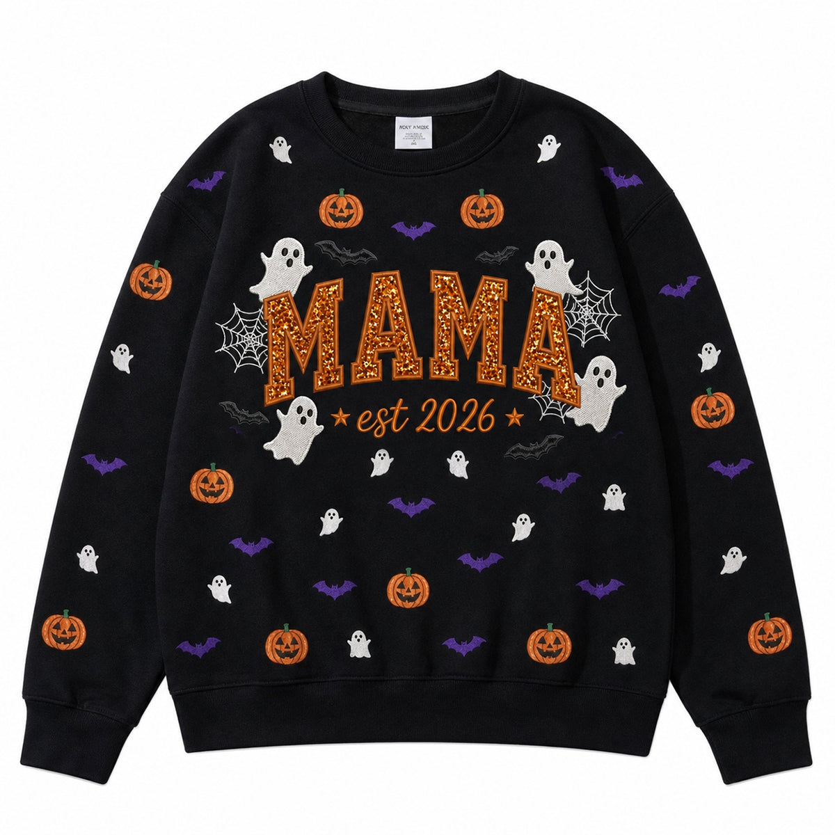 custom-sparkle-mama-halloween-sweatshirt-glitter-embroidered-ghost-pumpkin-pullover
