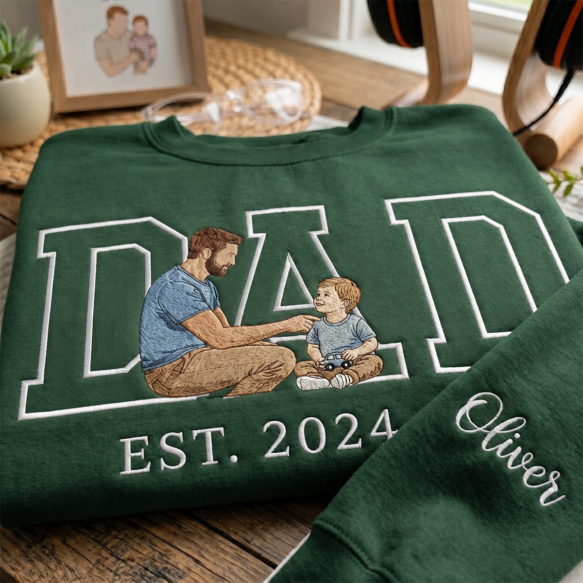 custom-father-child-portrait-embroidered-sweatshirt-with-est-year-and-name-on-sleeve-fathers-day-gift