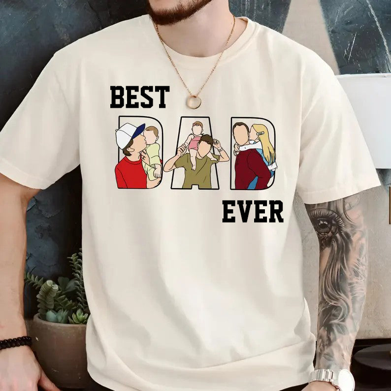 personalized-best-dad-ever-t-shirt-custom-portrait-gift-for-dad-dad-portrait-line-art-shirt-fathers-day-gifts