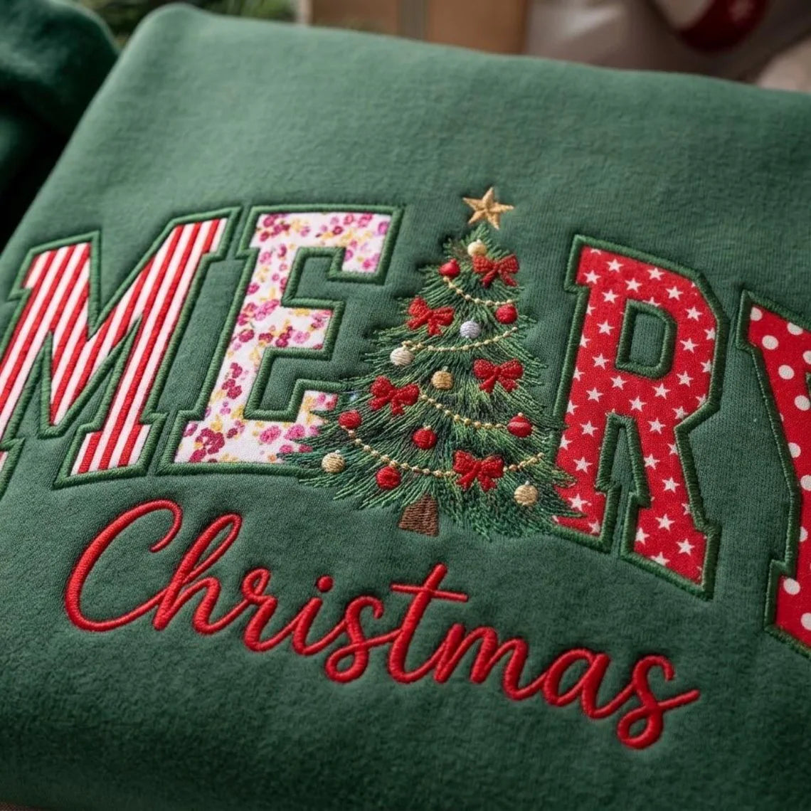custom-embroidered-merry-christmas-applique-sweatshirt-christmas-tree-crewneck-floral-patchwork-christmas-shirt
