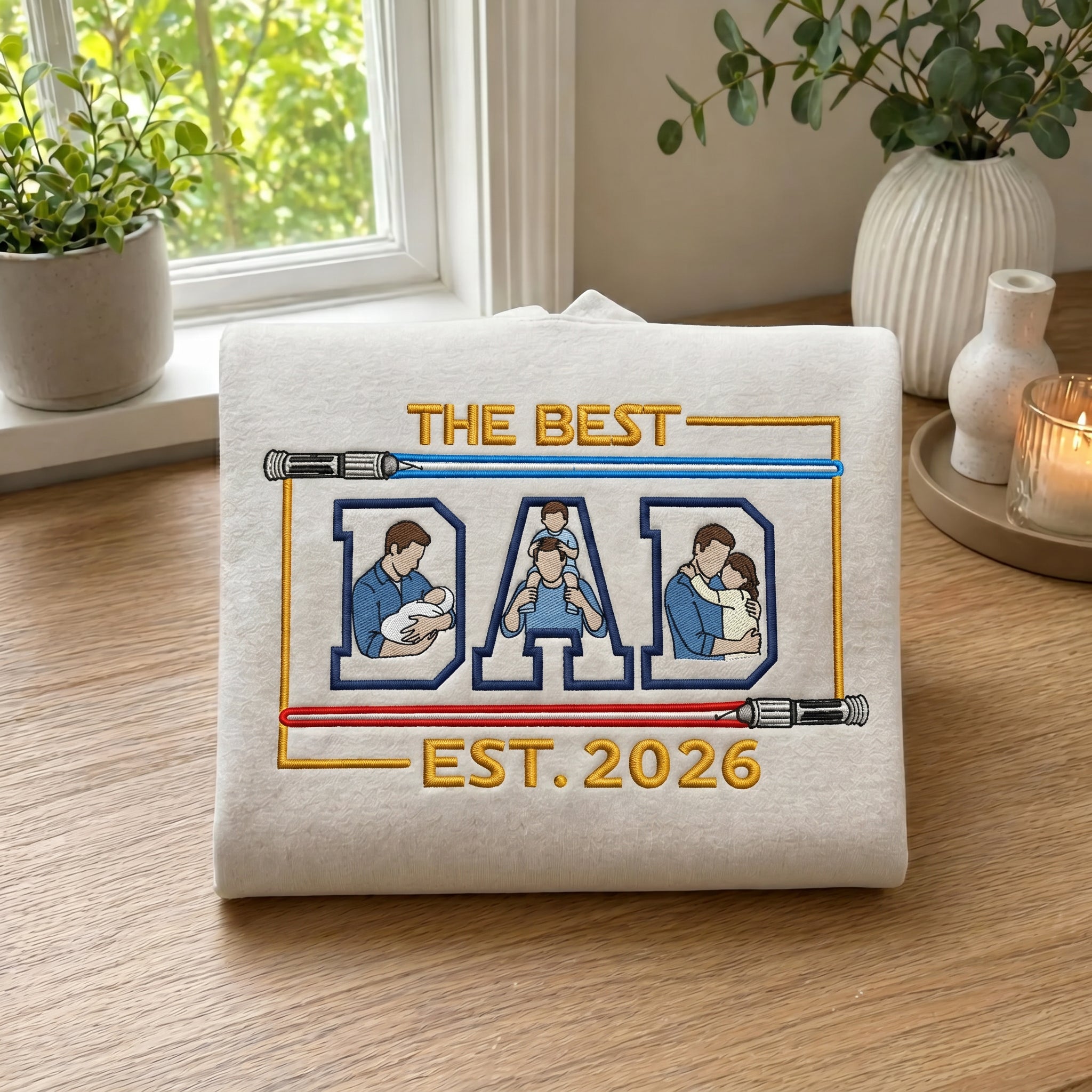 custom-the-best-dad-est-2026-family-photo-embroidered-sweatshirt-star-wars-lightsaber-fathers-day-gift