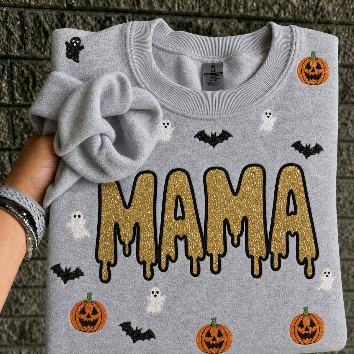 custom-halloween-glitter-letters-spooky-drip-acid-wash-embroidered-pumpkin-ghost-pattern-crewneck