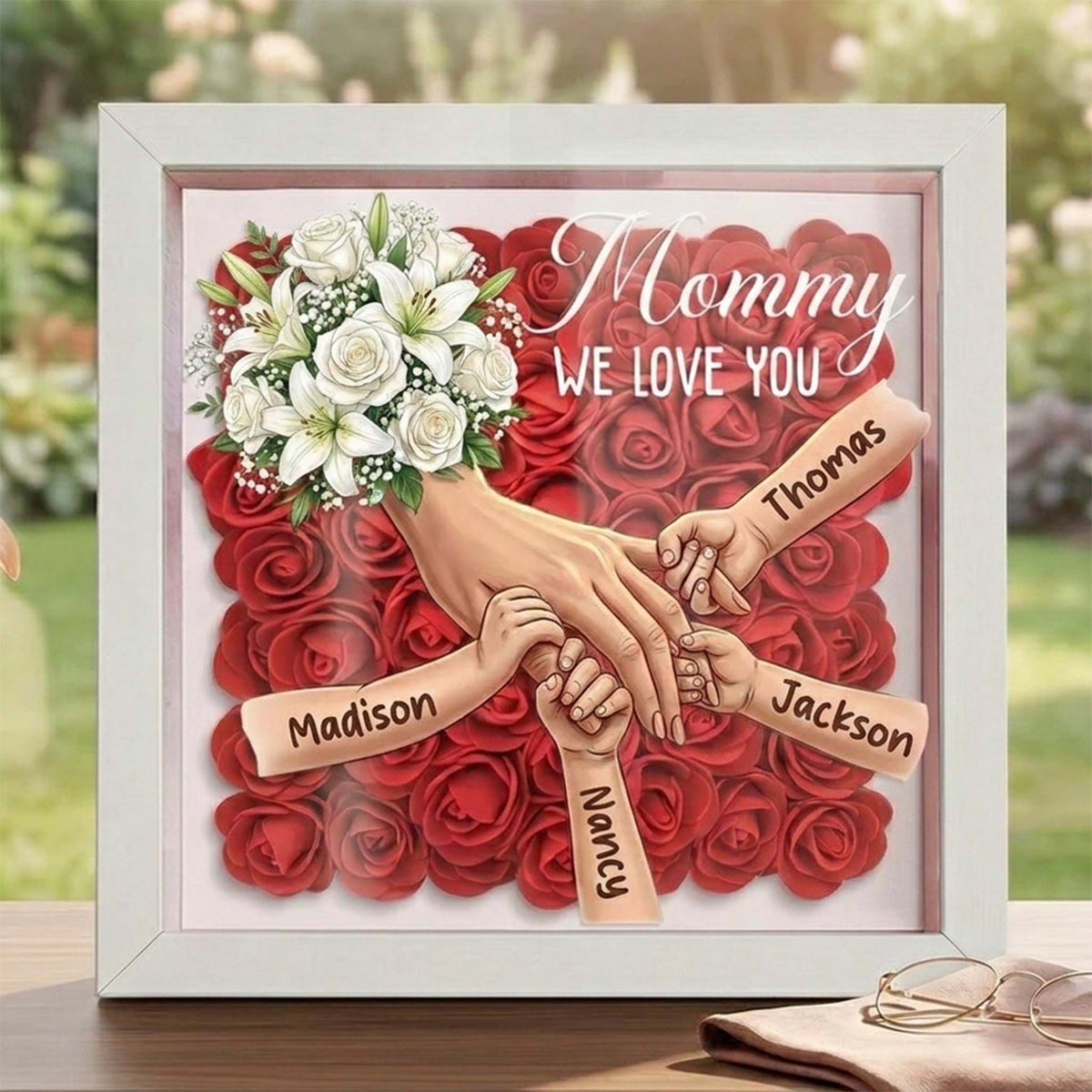 were-always-with-you-white-lily-white-rose-personalized-mom-holding-hands-memorial-shadow-box-mothers-day-remembrance-frame-in-loving-memory-gift