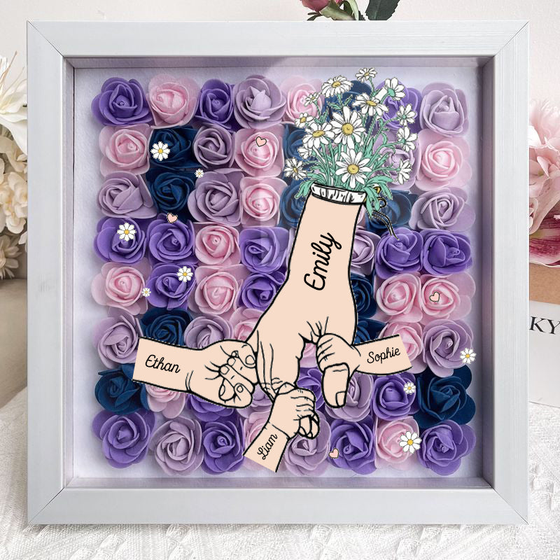 mum-hand-holding-personalized-flower-shadow-box-mothers-day-gift