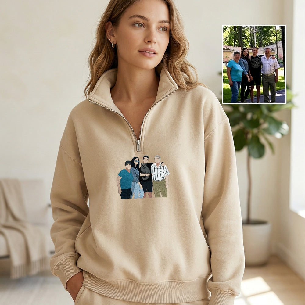 custom-family-portrait-from-photo-embroidered-quarter-zip-sweatshirt-mothers-day-gift