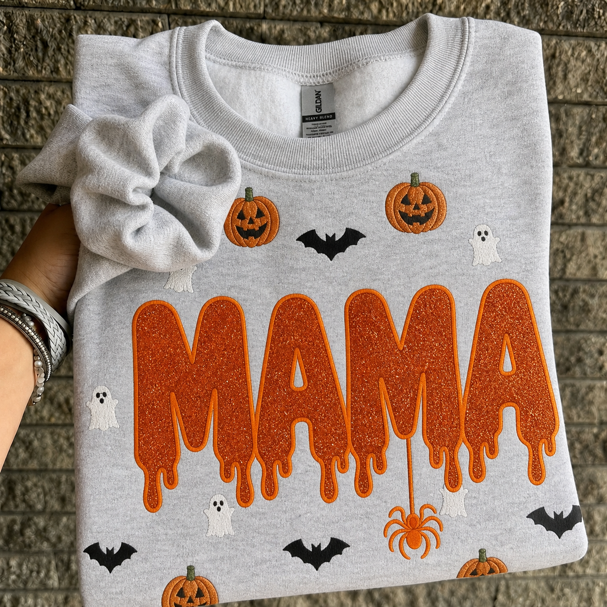 custom-halloween-glitter-letters-mama-drip-acid-pumpkin-ghost-pattern-sweatshirt