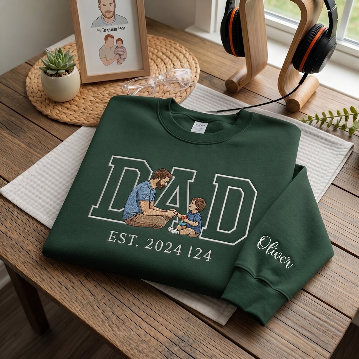 custom-father-child-portrait-embroidered-sweatshirt-with-est-year-and-name-on-sleeve-fathers-day-gift