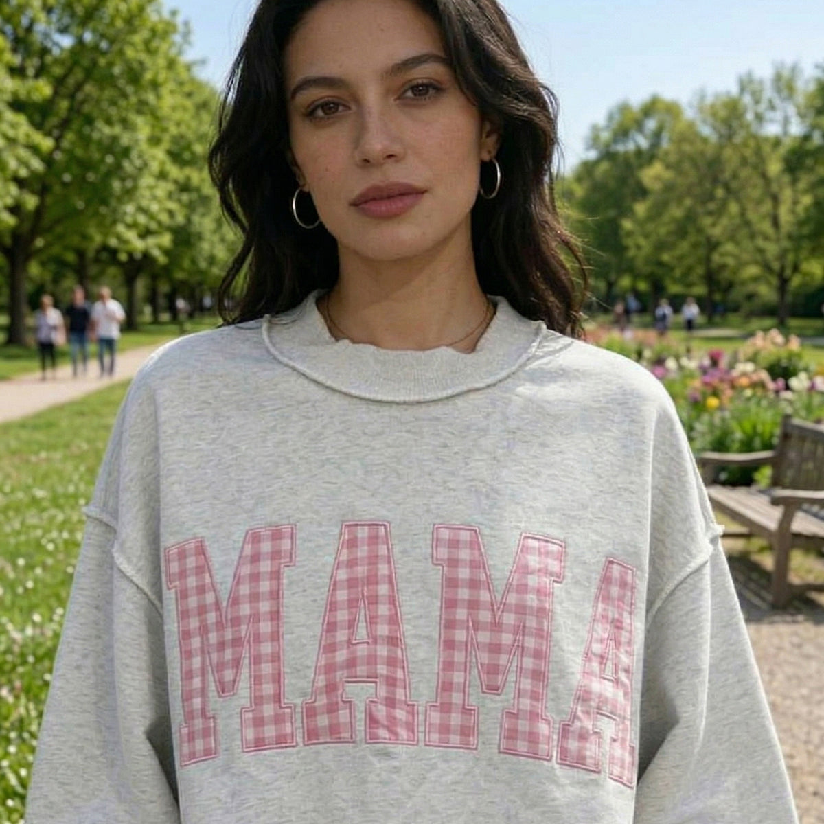 oversized-gingham-applique-mom-sweatshirt-custom-varsity-sweatshirt