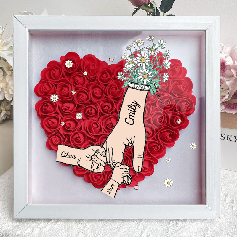 mum-hand-holding-personalized-flower-shadow-box-mothers-day-gift