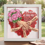 "Peony"-Personalized Mom Holding Hands  Shadow Box-Mother's Day Remembrance Frame, In Loving Memory Gift