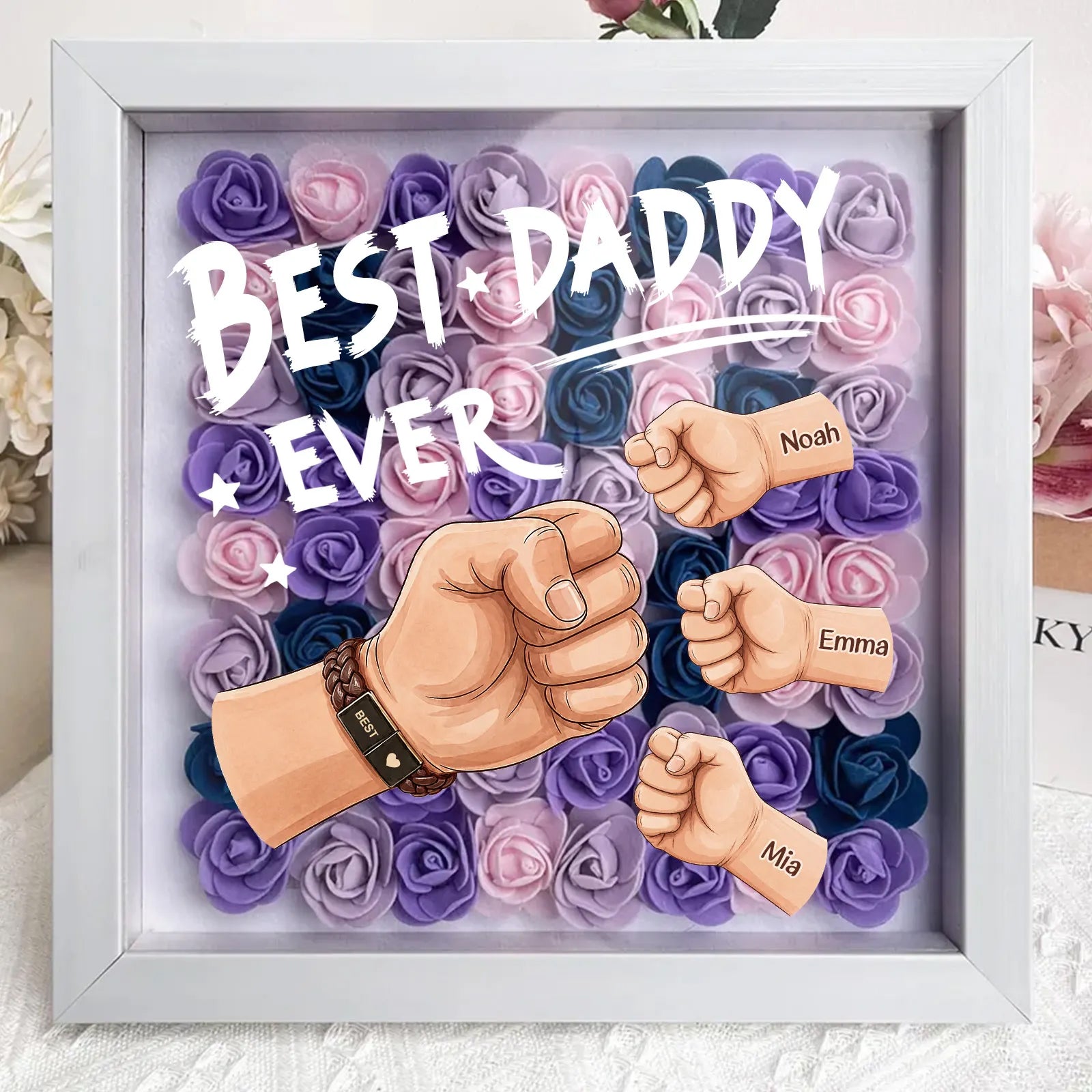 personalized-best-dad-ever-fist-bump-shadow-box-with-watch-strap-braided-cord-custom-fathers-day-gift-with-kids-names