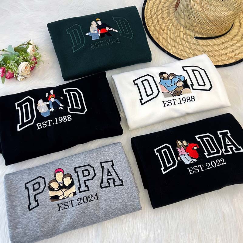 a-papa-t-shirt-with-a-photo-and-a-sweatshirt-separately-embroidered-with-the-portraits-of-the-father-and-the-child