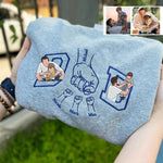 Custom Embroidered Fist bump With Full Color Photos Father's Day Sweatshirts –Cozy Gift for Dad & Grandparent