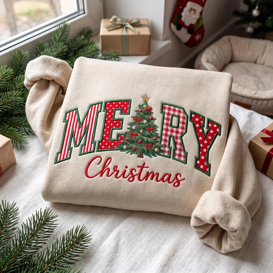 custom-embroidered-merry-christmas-applique-sweatshirt-christmas-tree-crewneck-floral-patchwork-christmas-shirt