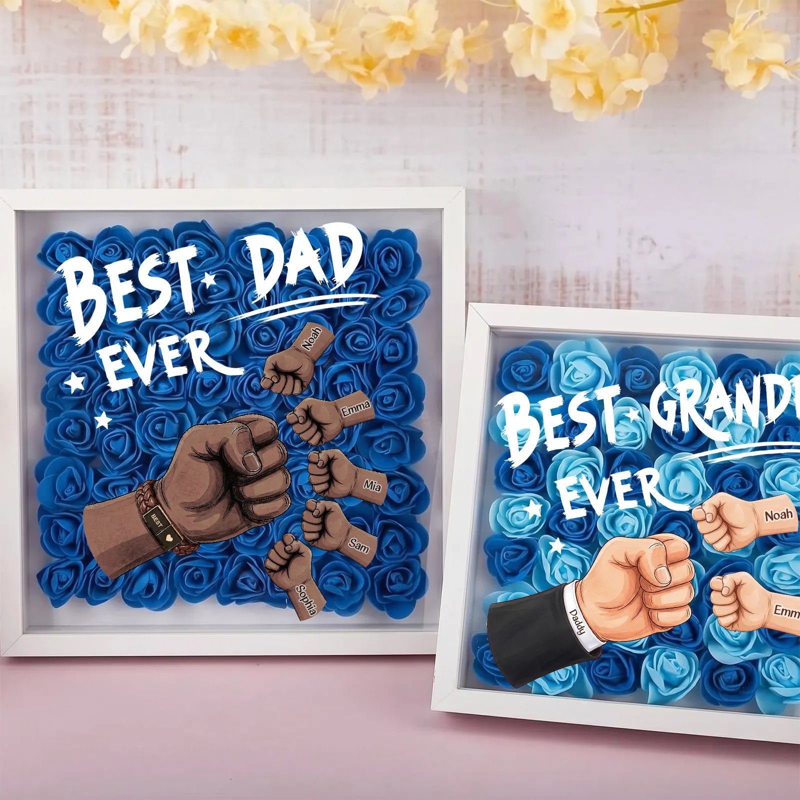 personalized-best-dad-ever-fist-bump-shadow-box-with-watch-strap-braided-cord-custom-fathers-day-gift-with-kids-names