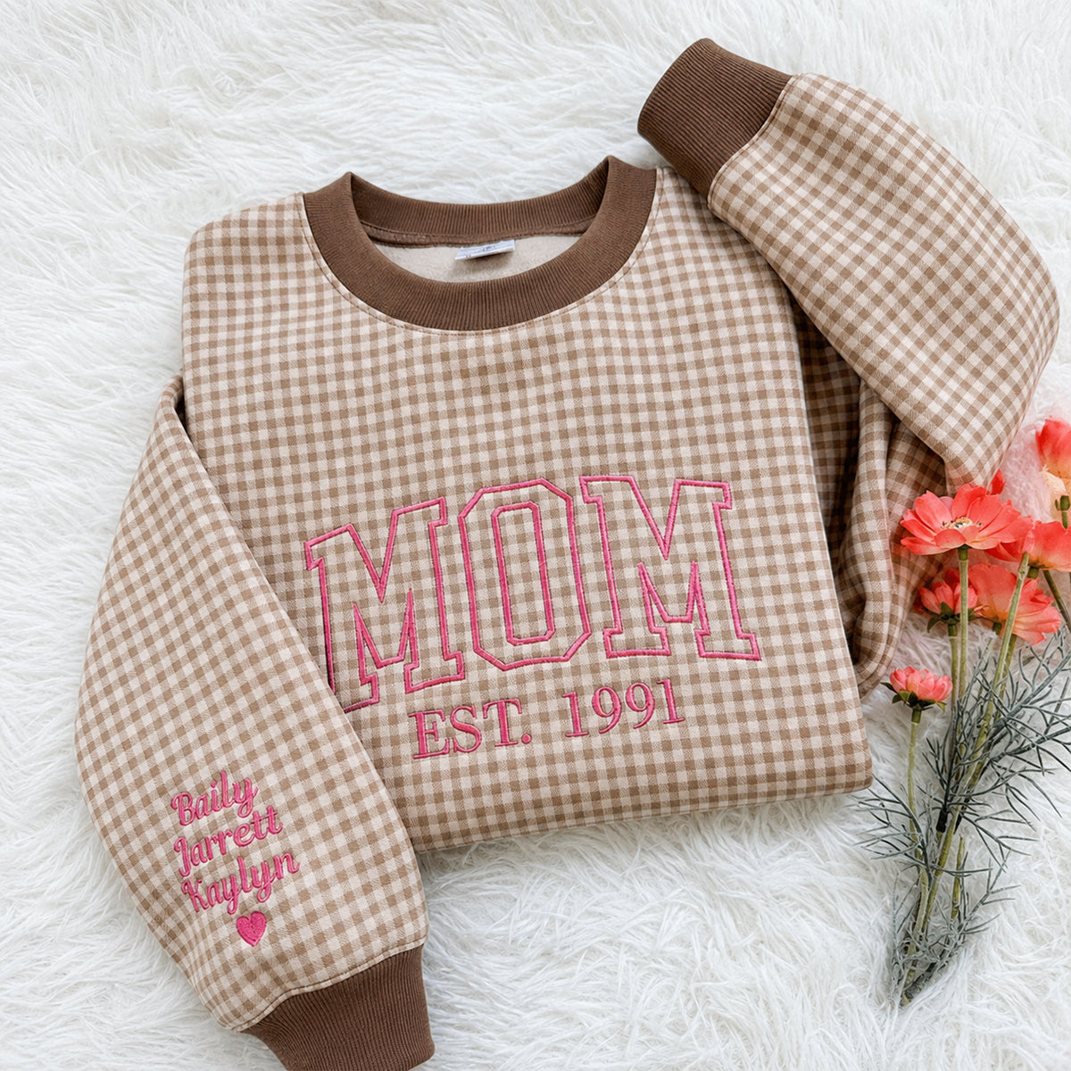 custom-gingham-mama-sweatshirt-personalized-embroidered-gingham-sweatshirt-for-mom-grandma-mimi-pop-pop-est-year-names-on-sleeve-cozy-family-gift
