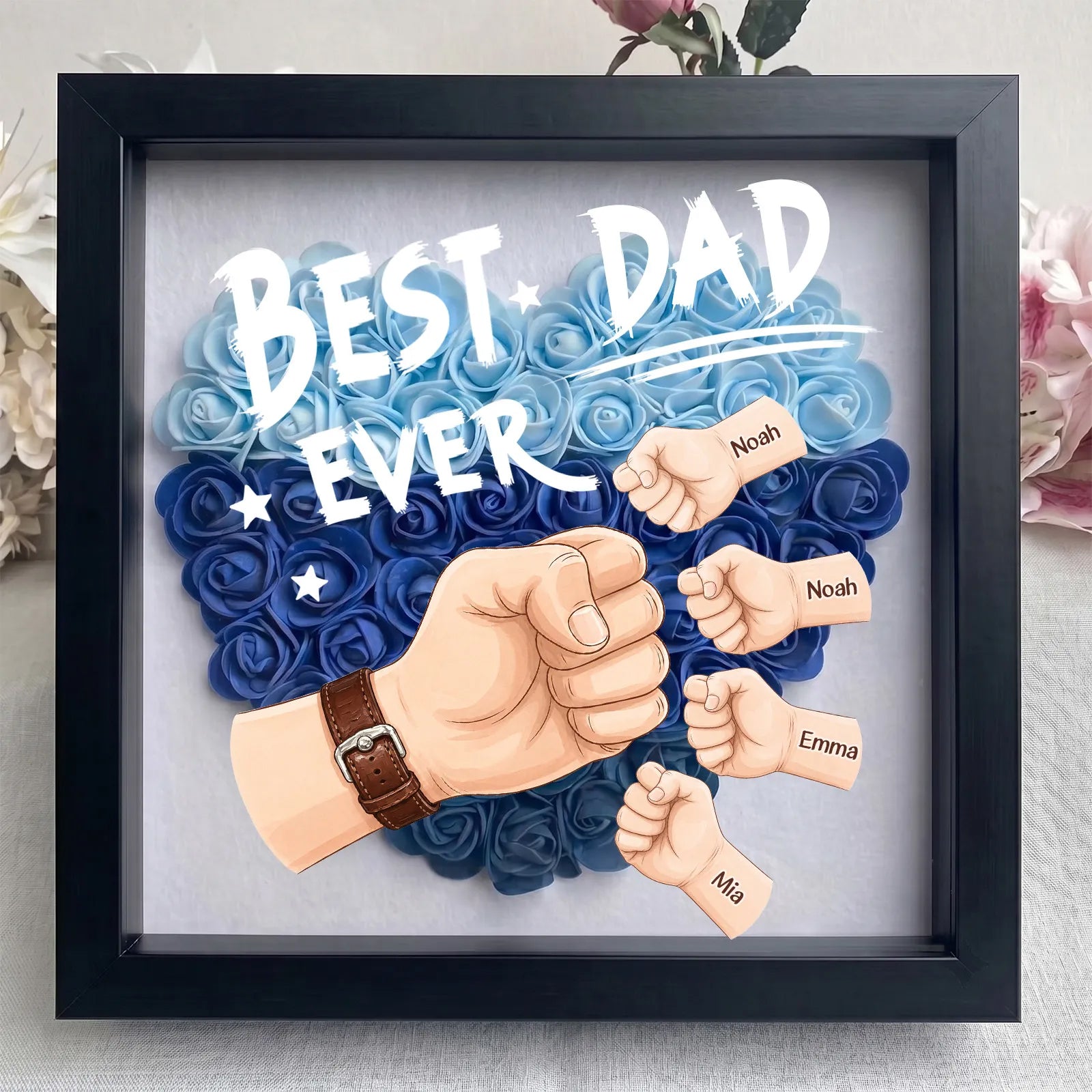 personalized-best-dad-ever-fist-bump-shadow-box-with-watch-strap-braided-cord-custom-fathers-day-gift-with-kids-names