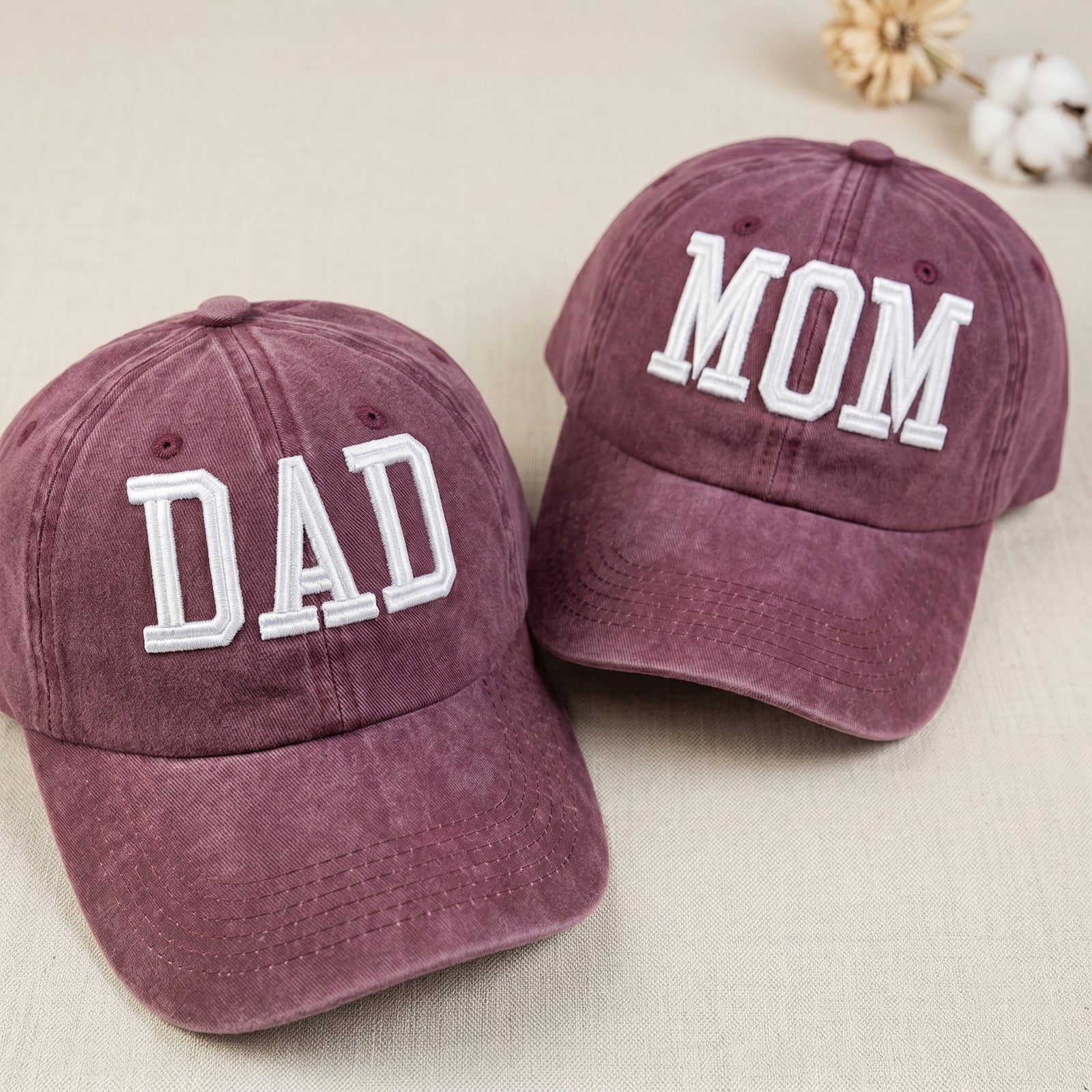custom-vintage-mom-dad-embroidered-baseball-caps-matching-couple-hats-for-parents