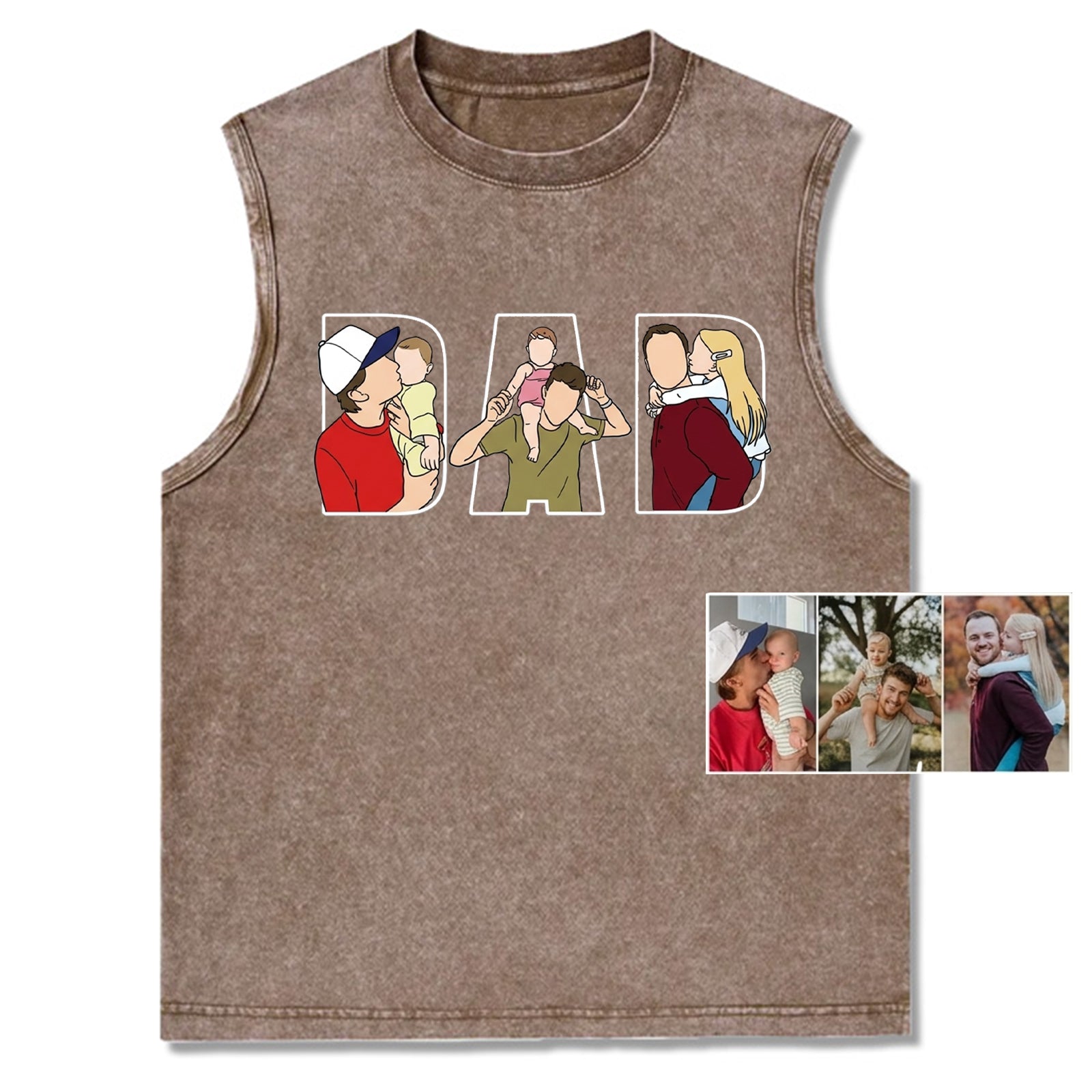 custom-dad-photo-to-cartoon-vintage-washed-tank-top-personalized-fathers-day-gift