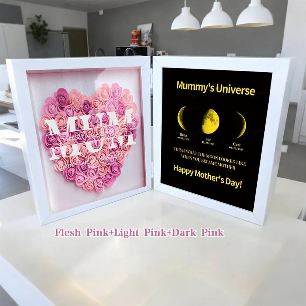 mum-we-love-you-with-real-moon-phase-anniversary-calendar-mummys-universe-personalized-heart-shape-flower-shadow-box