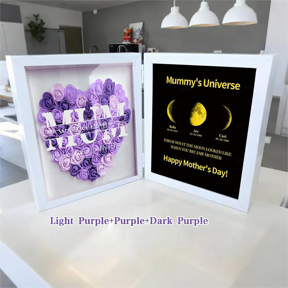mum-we-love-you-with-real-moon-phase-anniversary-calendar-mummys-universe-personalized-heart-shape-flower-shadow-box