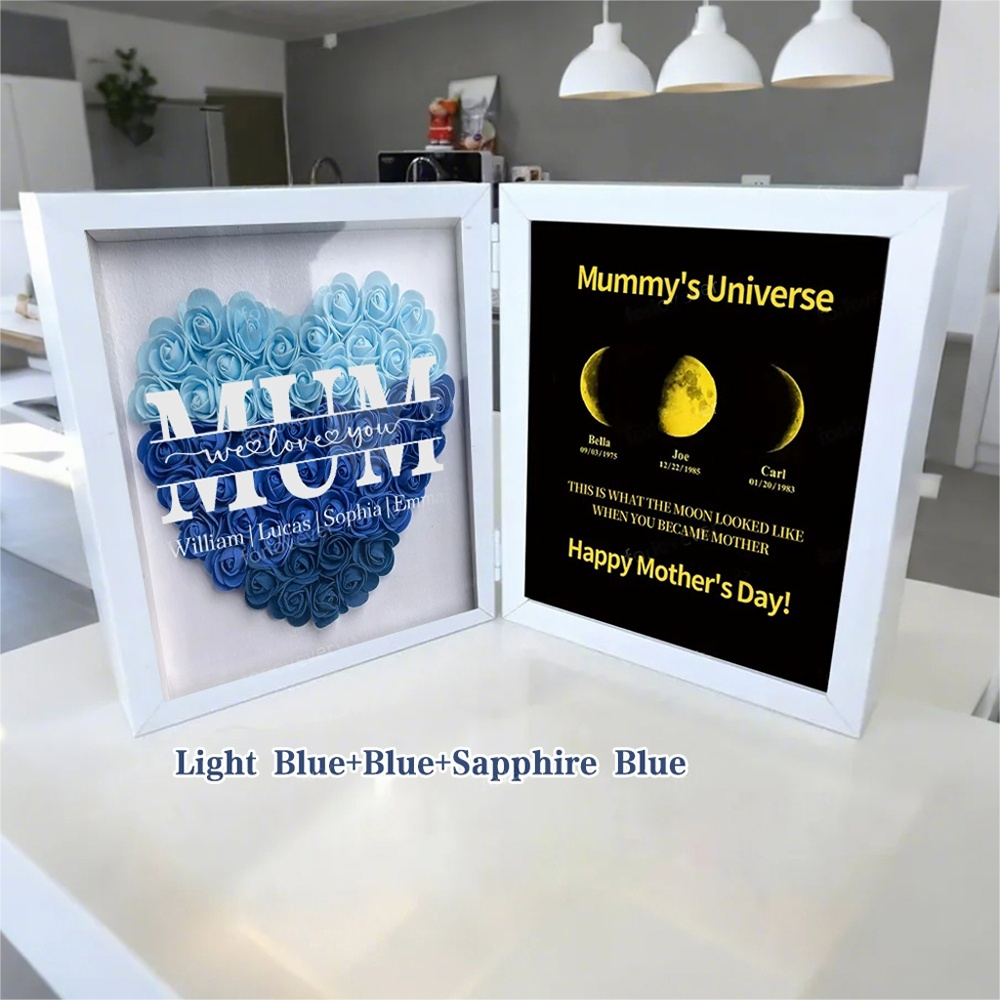 mum-we-love-you-with-real-moon-phase-anniversary-calendar-mummys-universe-personalized-heart-shape-flower-shadow-box