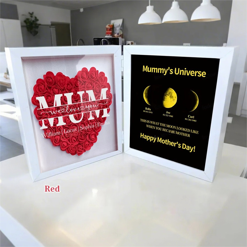 mum-we-love-you-with-real-moon-phase-anniversary-calendar-mummys-universe-personalized-heart-shape-flower-shadow-box