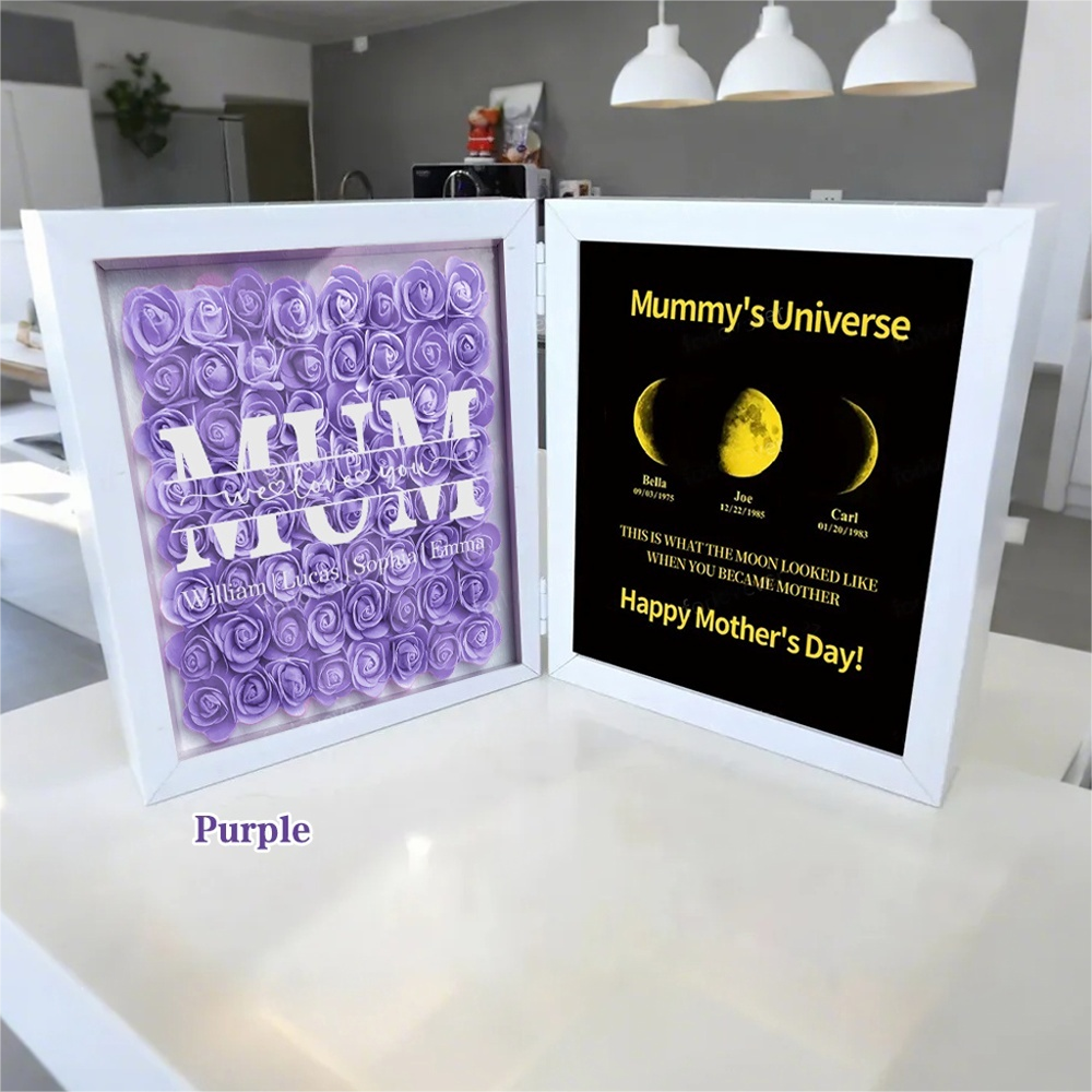 mum-we-love-you-with-real-moon-phase-anniversary-calendar-mummys-universe-personalized-heart-shape-flower-shadow-box