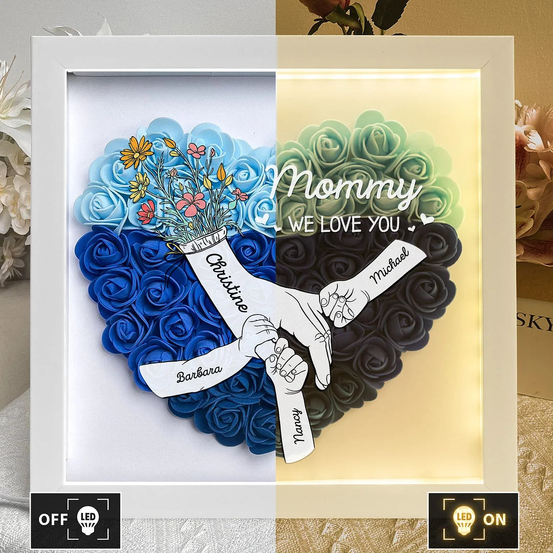 mom-hands-holding-we-love-you-personalized-flower-shadow-box-with-led-light