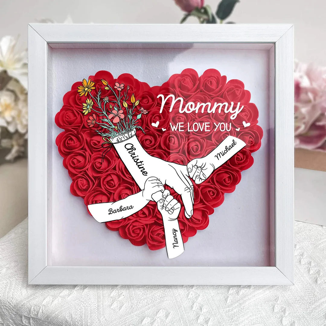 mom-hands-holding-we-love-you-personalized-flower-shadow-box-with-led-light