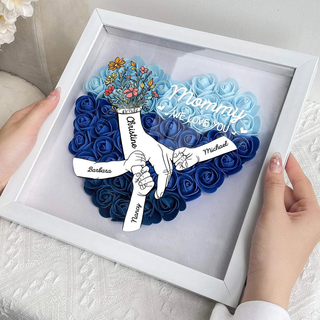 mom-hands-holding-we-love-you-personalized-flower-shadow-box-with-led-light
