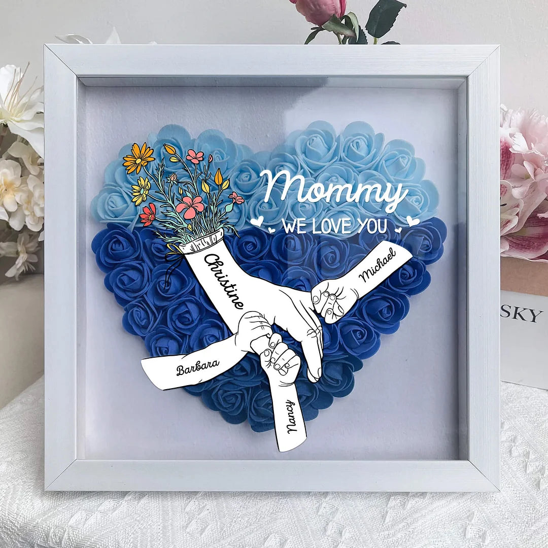 mom-hands-holding-we-love-you-personalized-flower-shadow-box-with-led-light