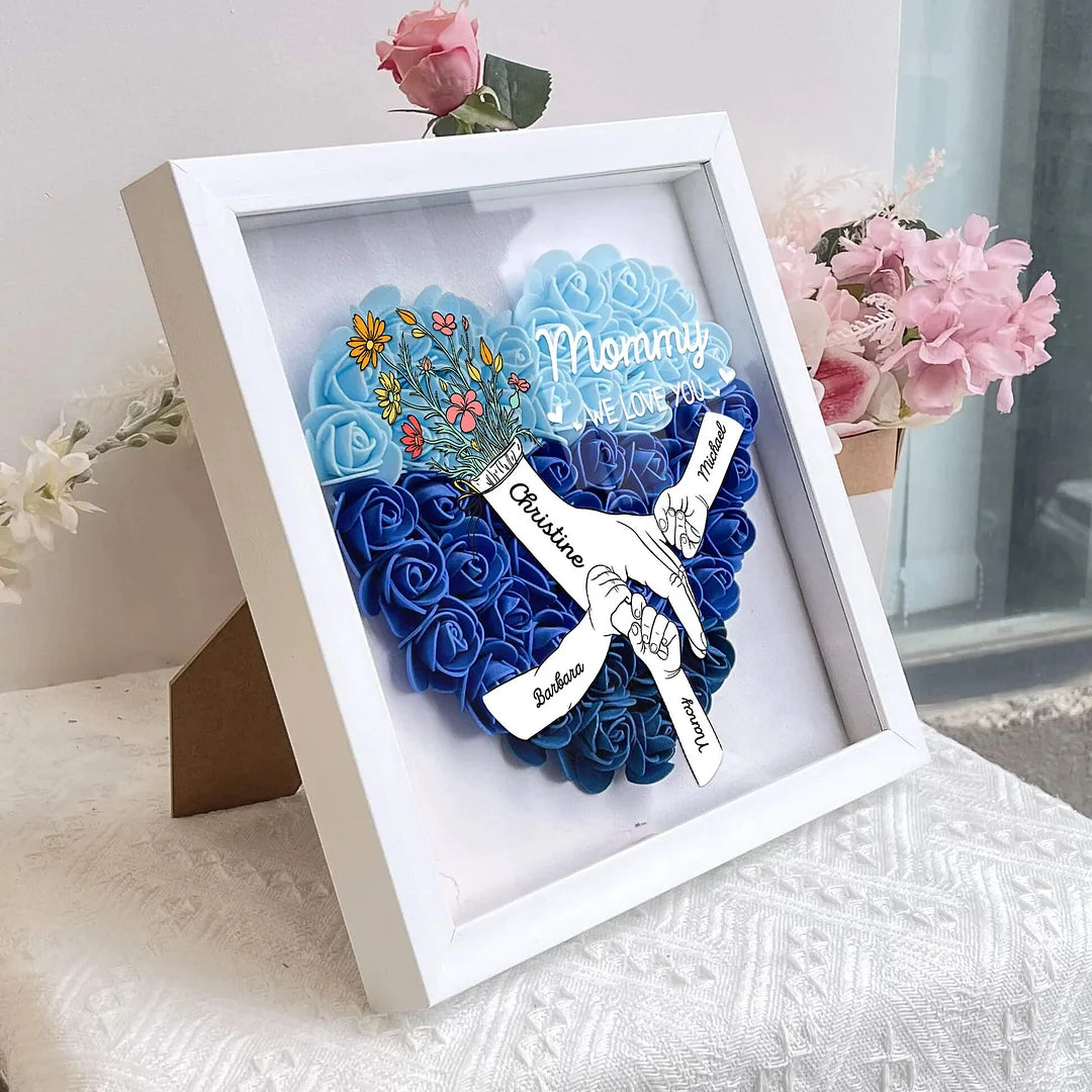mom-hands-holding-we-love-you-personalized-flower-shadow-box-with-led-light
