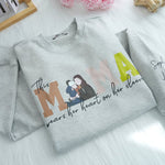 Mom Wears Her Heart on Her Sleeves - Custom Print Hoodie Mama and Kids Portrait