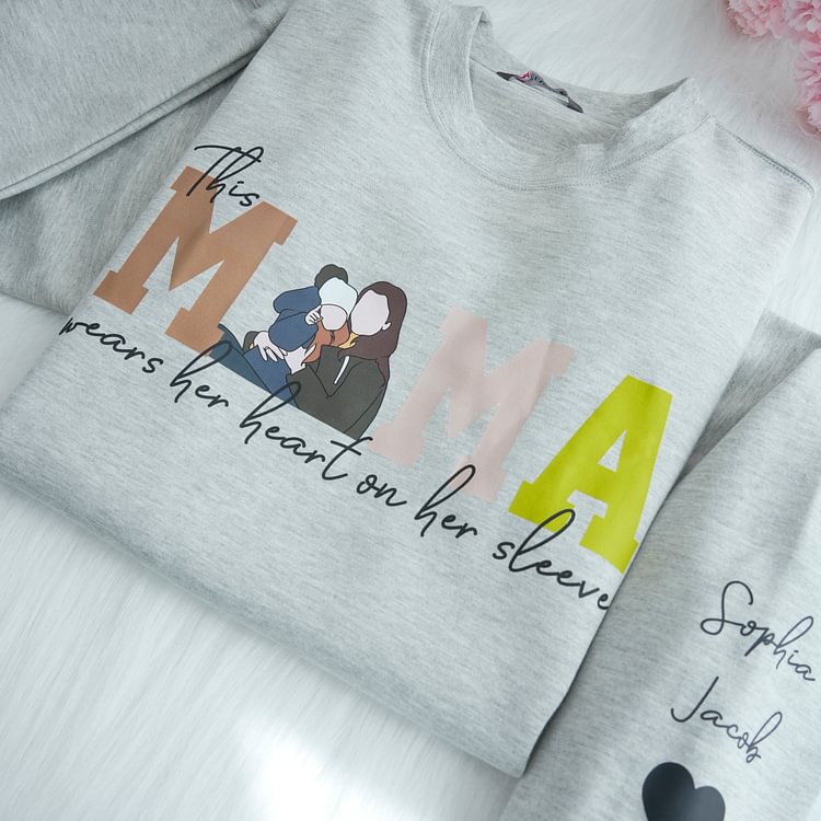 mom-wears-her-heart-on-her-sleeves-custom-print-hoodie-mama-and-kids-portrait