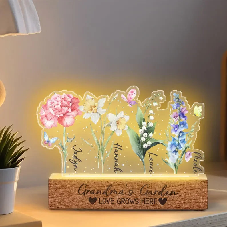 customized-grandmas-garden-led-night-light-birth-month-flower-family-led-light-mama-garden-light-mothers-day-gift